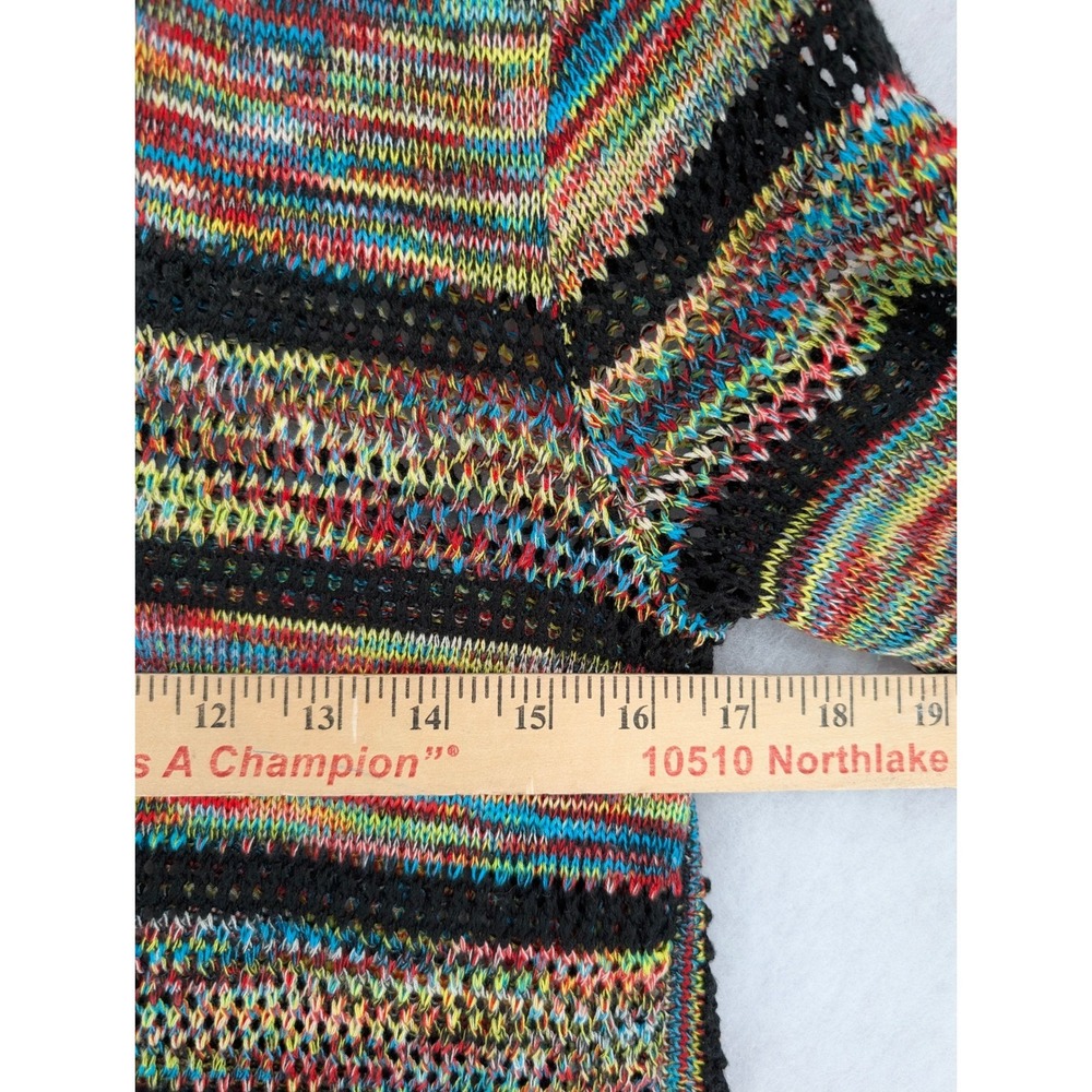 Space Dye Open Front Cardigan Small Multicolor Rainbow Knit Boho Layering - Picture 6 of 8